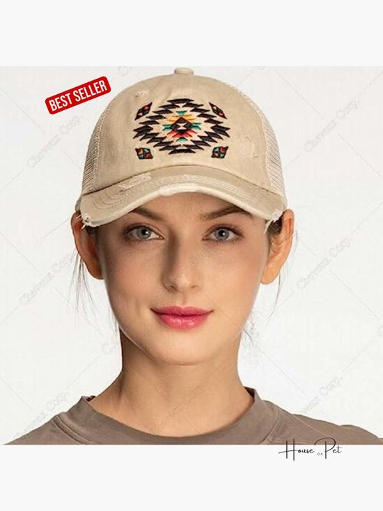 Women\'s Baseball Cap with Ponytail Slot - Adjustable Hook and Loop Closure